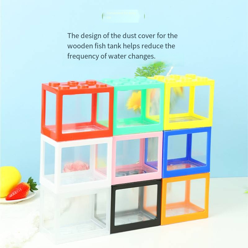 Aquarium Fish Pot - Novelty Block‑Shaped Mini Aquarium Desktop Goldfish