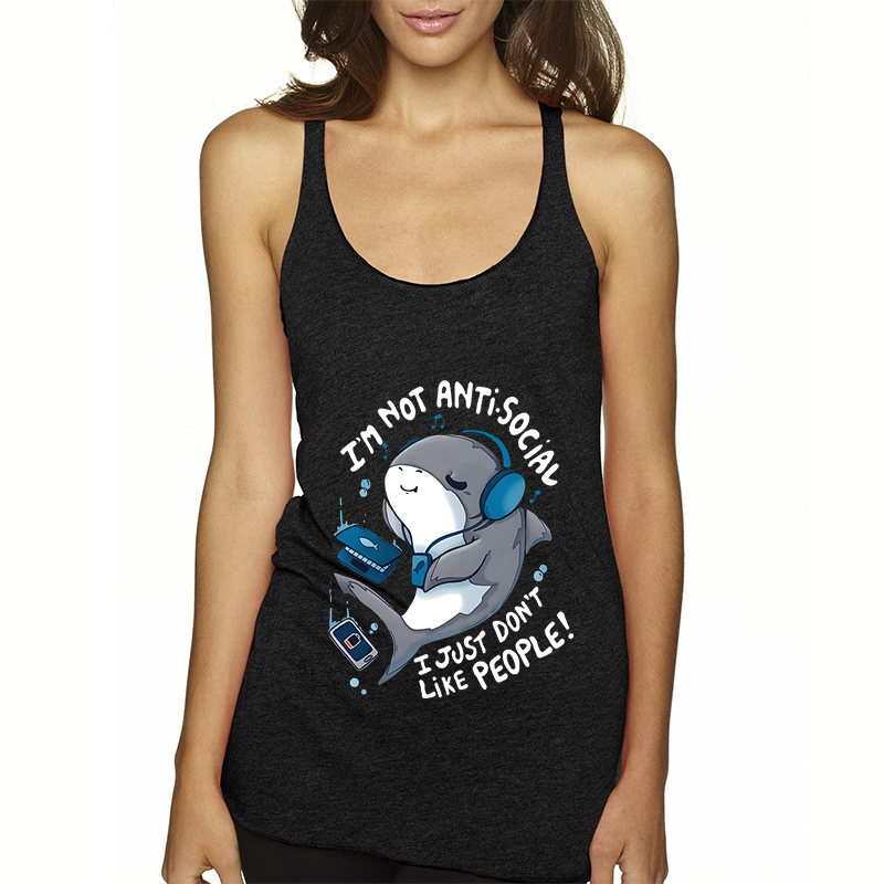 Aquarium Fish Shark - I'm Not Antisocial Shark Women Racerback