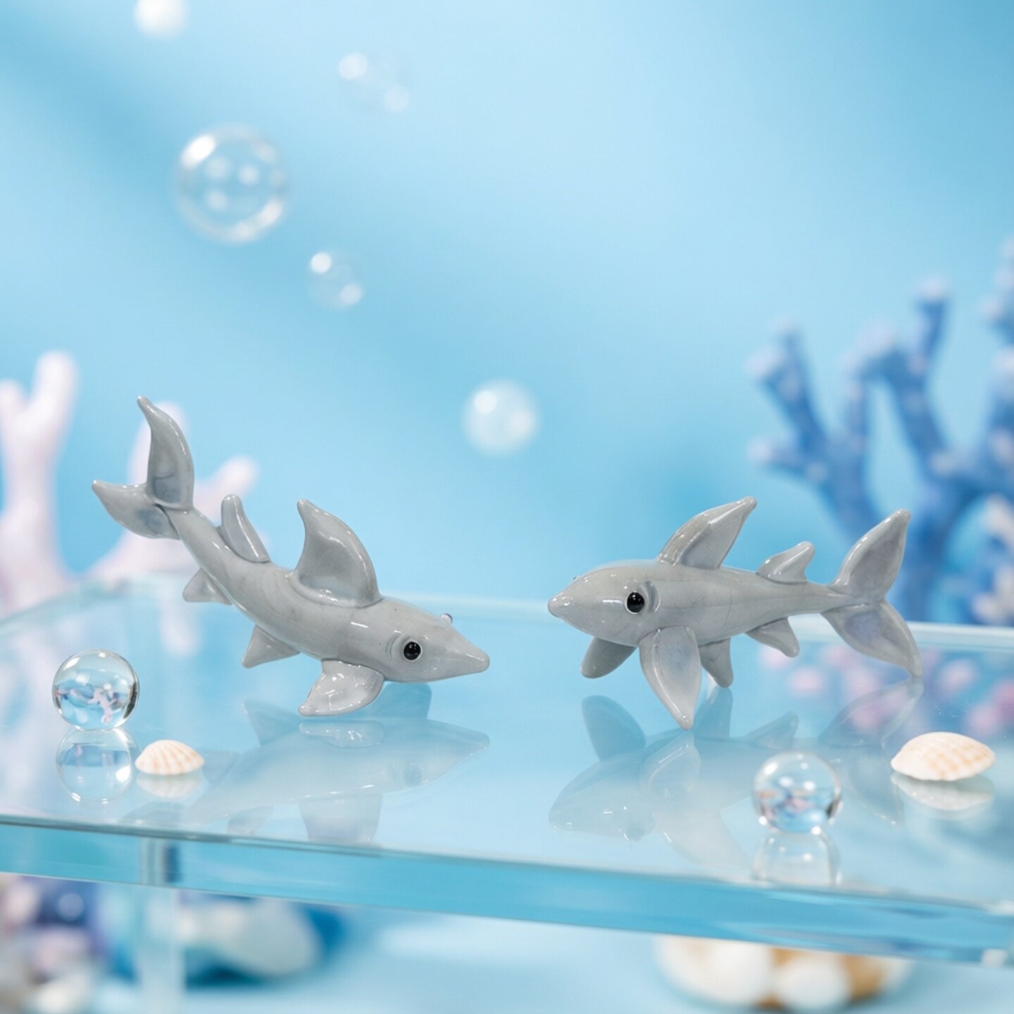 Aquarium Fish Shark - Handmade Mini Glass Shark Figurine Cute
